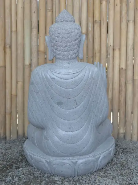 Product image 7 of the product “Seated Buddha made of Riverstone in Abhaya Position - gesture of fearlessness, H. 83cm. ”