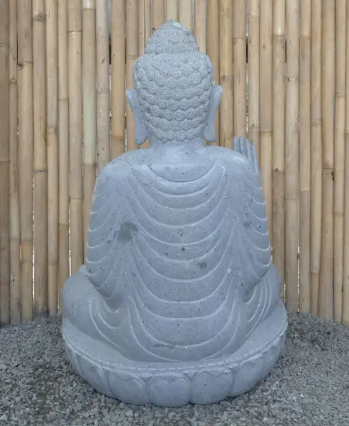 Product image 7 of the product “Seated Buddha made of Riverstone in Abhaya Position - gesture of fearlessness, H.100 cm, natural. ”