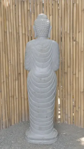 Product image 7 of the product “Standing Buddha made of Riverstone in Dharmachakra position - gesture of wheel of the teaching of Dharma. About 153cm height. ”