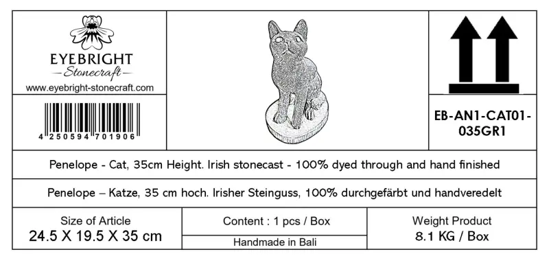 Product image 8 of the product “Penelope - Cat, 35cm Height | cast stone ”