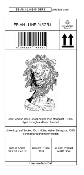 Product image 8 of the product “Cormac - Lion's head on pedestal, 45cm H | cast stone ”