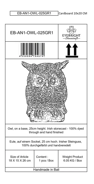 Product image 8 of the product “Esme - Owl, on a pedestal, 26cm H | cast stone ”