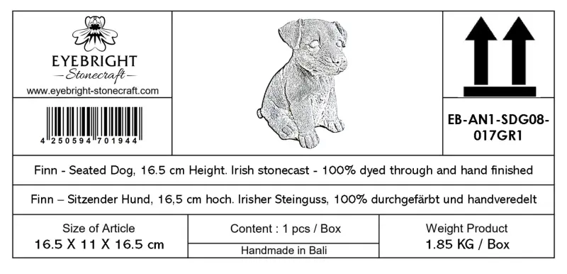Product image 8 of the product “Finn - Seated Dog, 16.5cm H | cast stone ”