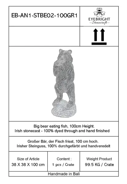 Product image 8 of the product “Big bear eating fish, 100cm H | cast stone ”