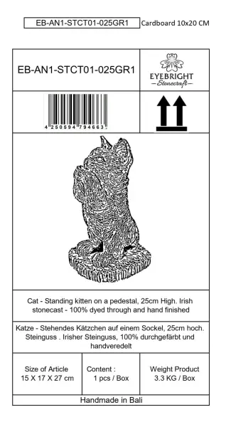 Product image 8 of the product “Sammy - Standing kitten on a pedestal, 27cm H | cast stone ”