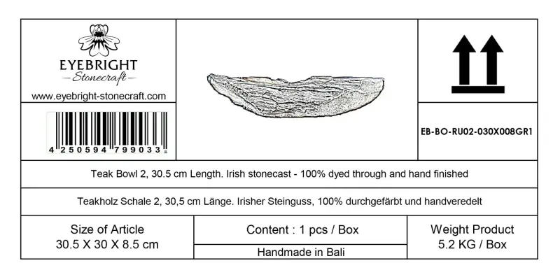 Product image 8 of the product “Stone bowl with wood grain, 30.5 cm Length | cast stone ”