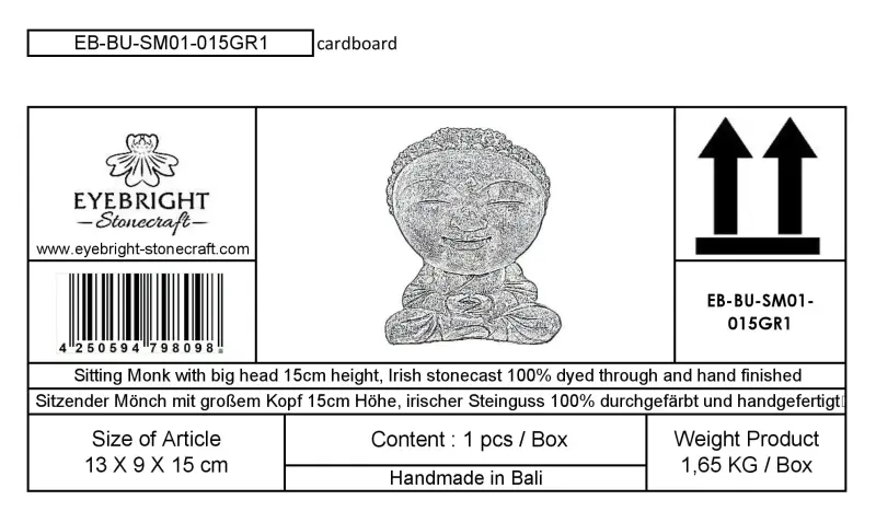 Product image 8 of the product “Nima - Sitting monk with big head, 15 cm H | cast stone ”