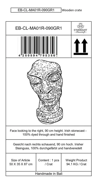 Product image 8 of the product “Aras - Face looking to the right, 90 cm H | cast stone ”