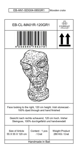 Product image 8 of the product “Aras - Face looking to the right, 120 cm H | cast stone ”