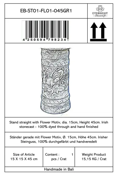 Product image 8 of the product “Batur - Straight pedestal with flower motif, Ø 15cm, 45cm H | cast stone ”