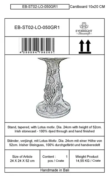 Product image 8 of the product “Rinjani - pedestal, tapered, with lotus motif, Ø 24cm, 52cm H | cast stone ”