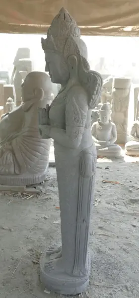 Product image 8 of the product “Standing Dewi Sri, position greetings turning the wheel , 170 cm high riverstone grey ”