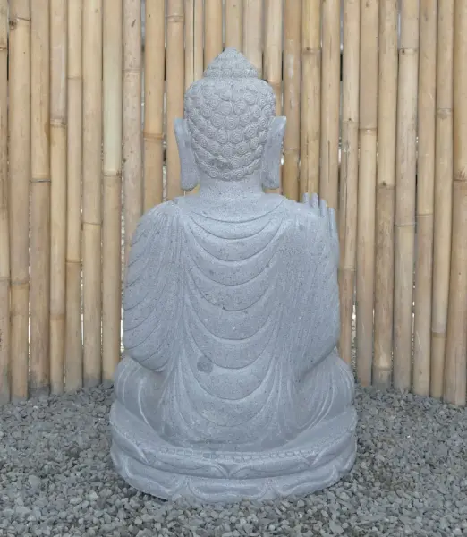 Product image 8 of the product “Seated Buddha made of Riverstone in Abhaya Position - gesture of fearlessness, H. 82cm. ”