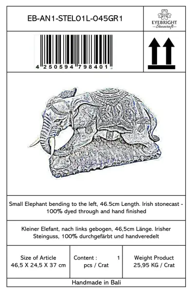 Product image 9 of the product “Indra - Small Elephant bending to the left, 46.5cm L | cast stone ”