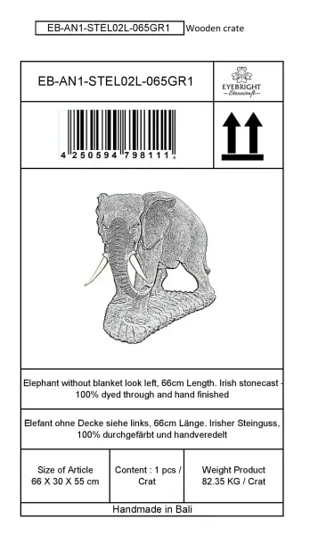 Product image 9 of the product “Rajah - Elephant, looking to the left, 66 cm L | cast stone ”